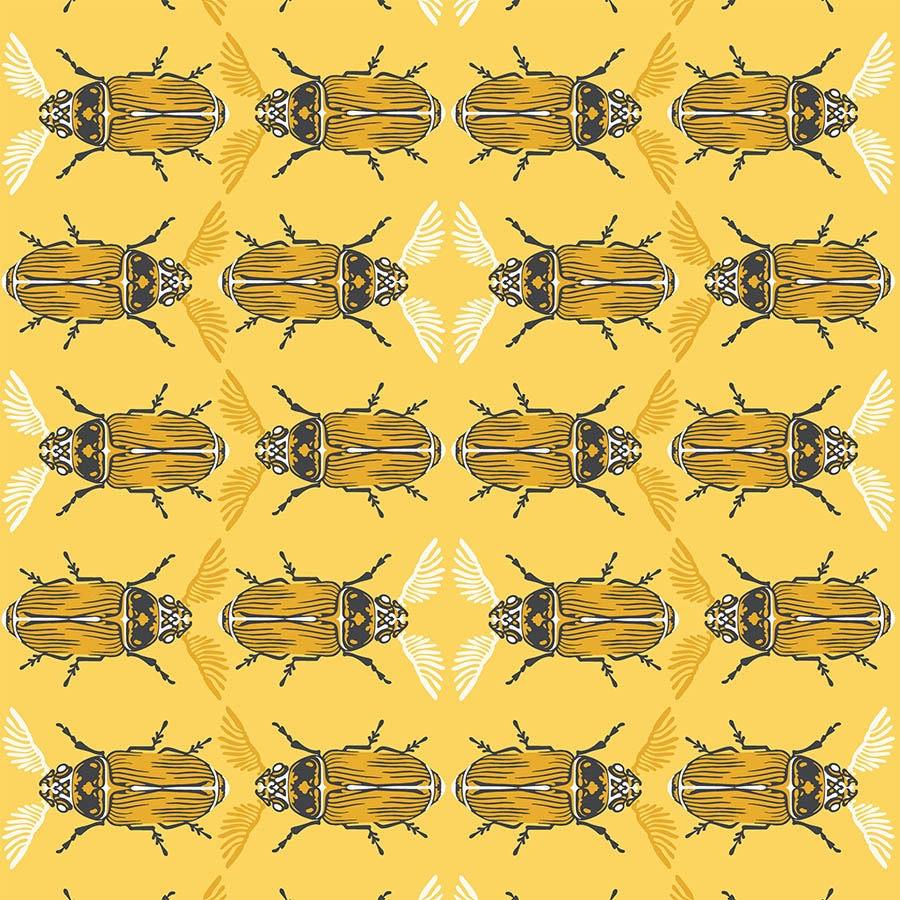Feather Horned Beetle | Hand Drawing Surface Pattern & Illustration Design | Karolina Szymkiewicz