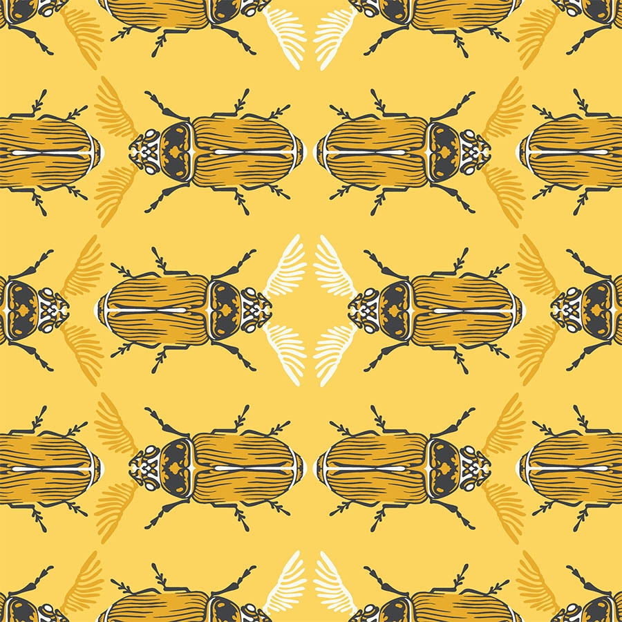 Feather Horned Beetle | Hand Drawing Surface Pattern & Illustration Design | Karolina Szymkiewicz